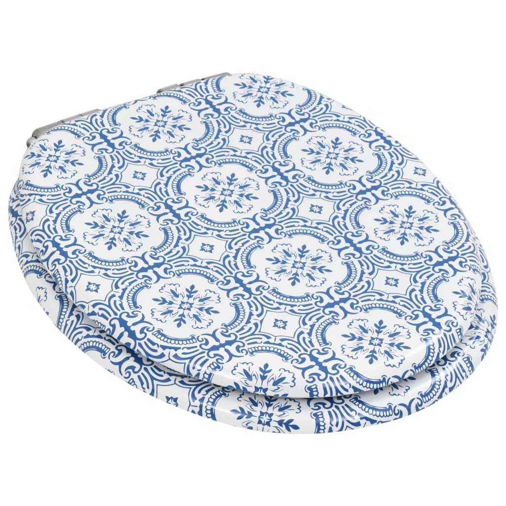 NNEVL WC Toilet Seats 2 pcs with Soft Close Lids MDF Porcelain Design-3