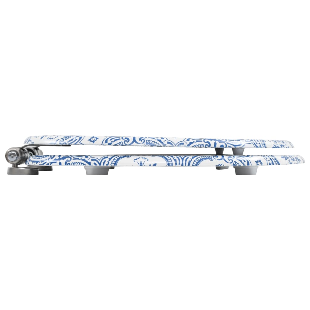 NNEVL WC Toilet Seats 2 pcs with Soft Close Lids MDF Porcelain Design-4