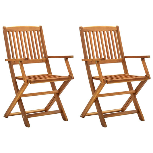 NNEVL Folding Outdoor Chairs 2 pcs Solid Acacia Wood-0