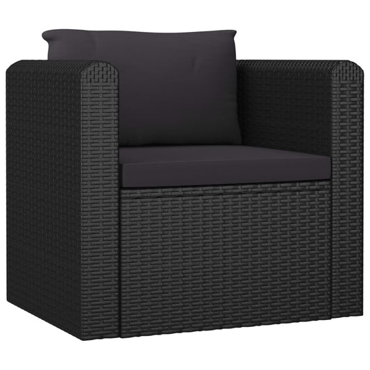 NNEVL Single Sofa with Cushions Poly Rattan Black-0