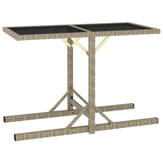 NNEVL Garden Table Grey 190x90x75 cm Poly Rattan and Solid Acacia Wood-0