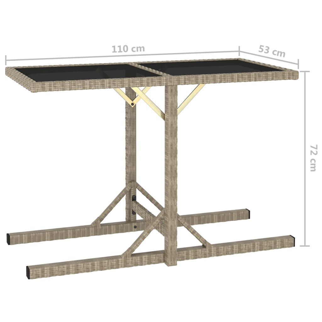 NNEVL Garden Table Grey 190x90x75 cm Poly Rattan and Solid Acacia Wood-4