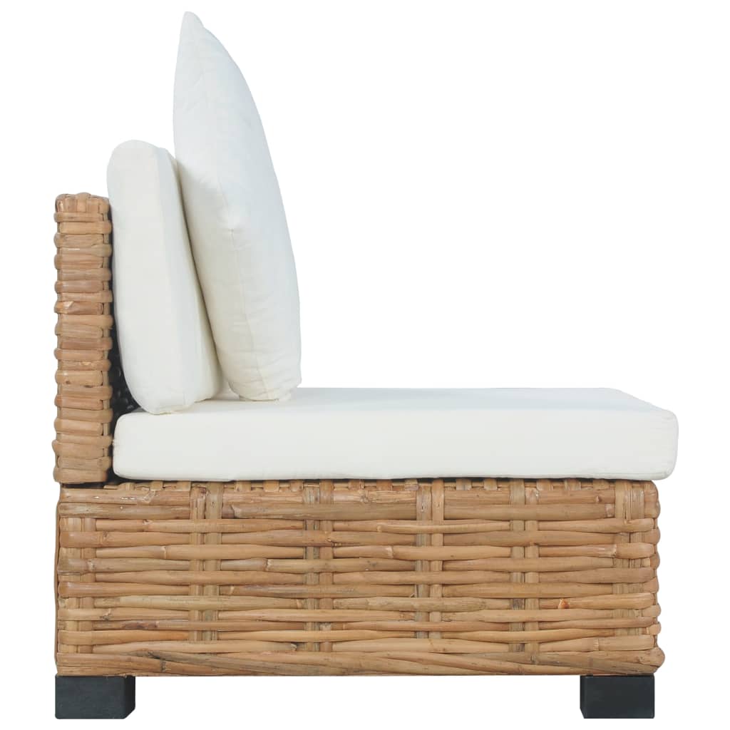 NNEVL Armless Sofa with Cushions Natural Rattan-2