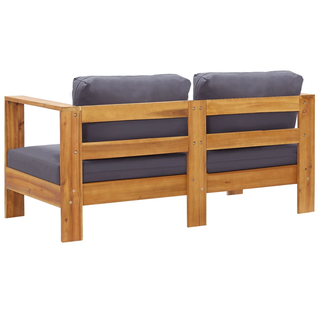 NNEVL Garden Sofa Bench with Cushions 140 cm Solid Acacia Wood Grey-3