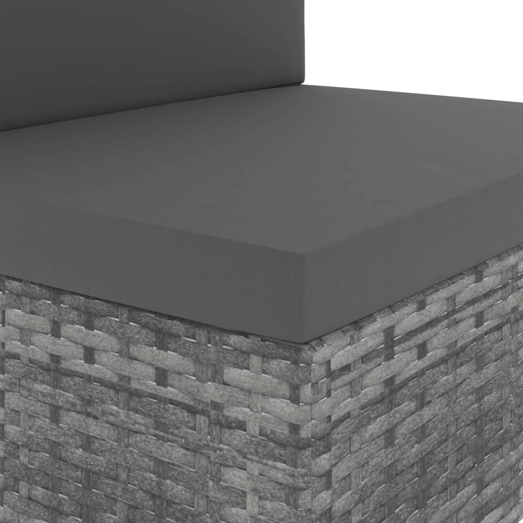 NNEVL Sectional Corner Sofa with Left Armrest Poly Rattan Grey-3