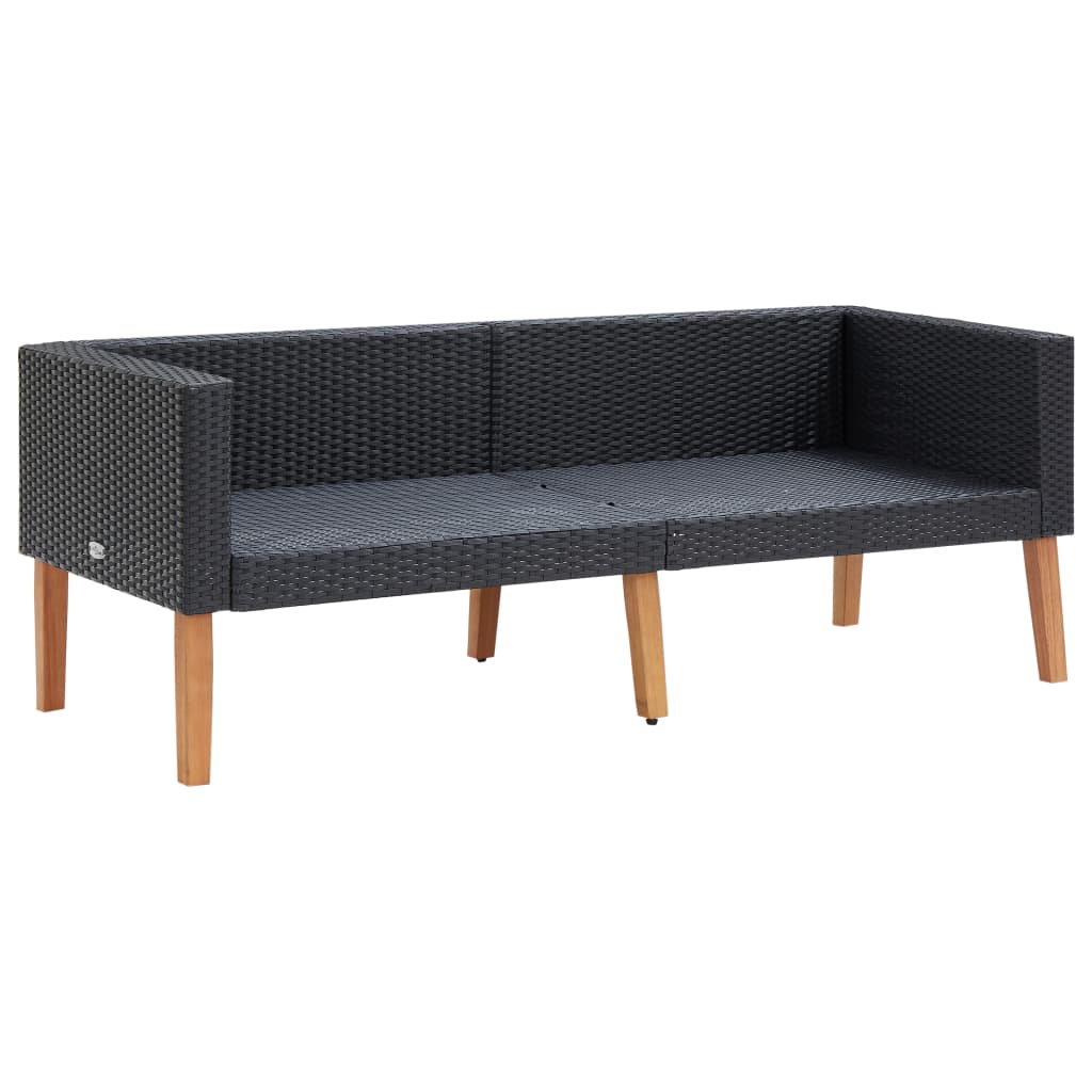 NNEVL 2-Seater Garden Sofa with Cushions Poly Rattan Black-3