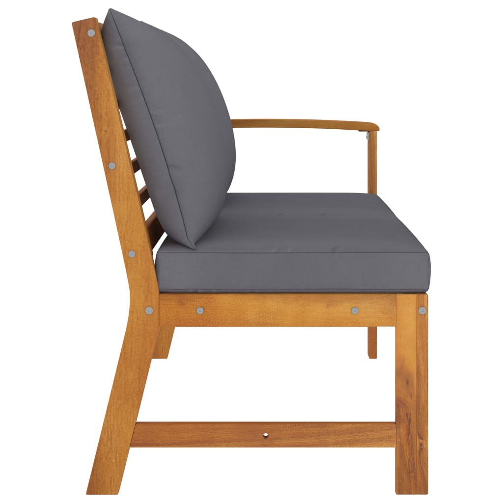 NNEVL Garden Bench 114.5 cm with Dark Grey Cushion Solid Acacia Wood-1