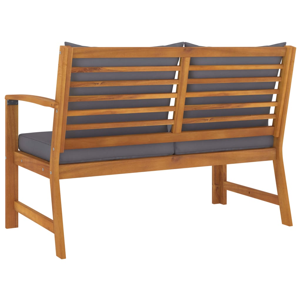 NNEVL Garden Bench 114.5 cm with Dark Grey Cushion Solid Acacia Wood-2