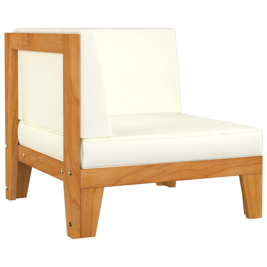 NNEVL Sectional Corner Sofa & Cream White Cushions Solid Acacia Wood-0