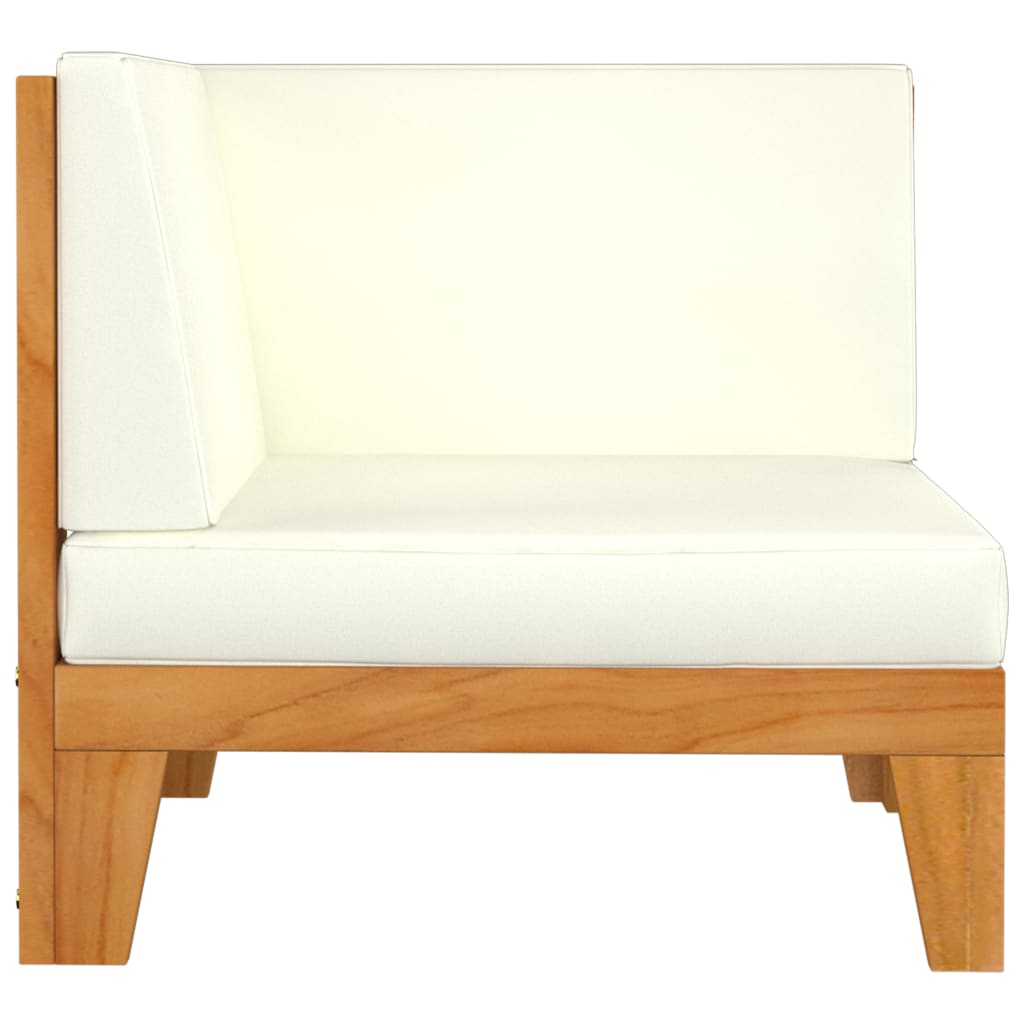 NNEVL Sectional Corner Sofa & Cream White Cushions Solid Acacia Wood-1