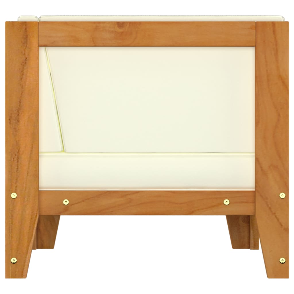 NNEVL Sectional Corner Sofa & Cream White Cushions Solid Acacia Wood-2