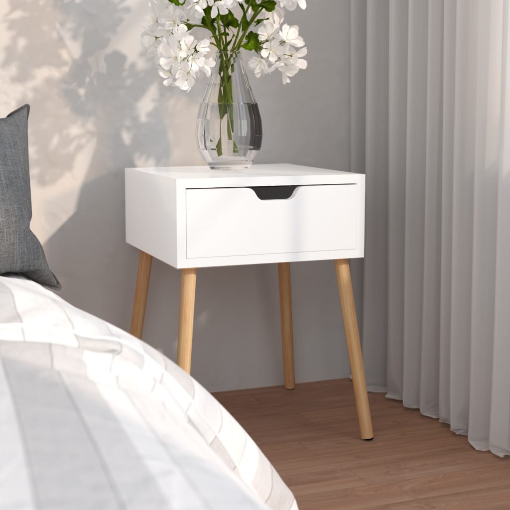 NNEVL Bedside Cabinet White 40x40x56 cm Chipboard-0