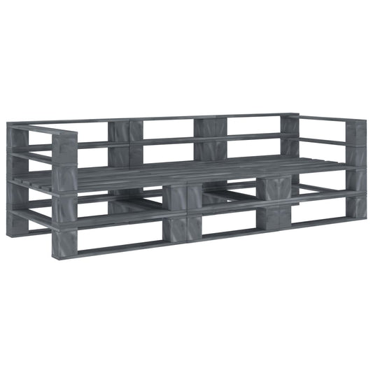 NNEVL Garden Pallet Sofa Grey 3-Seater Wood-0