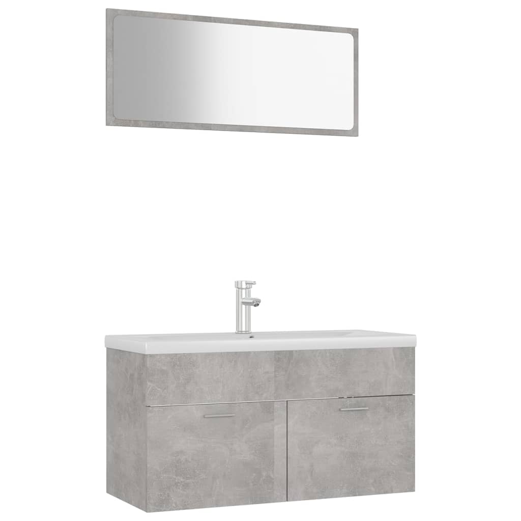 NNEVL Bathroom Furniture Set Concrete Grey Chipboard-1
