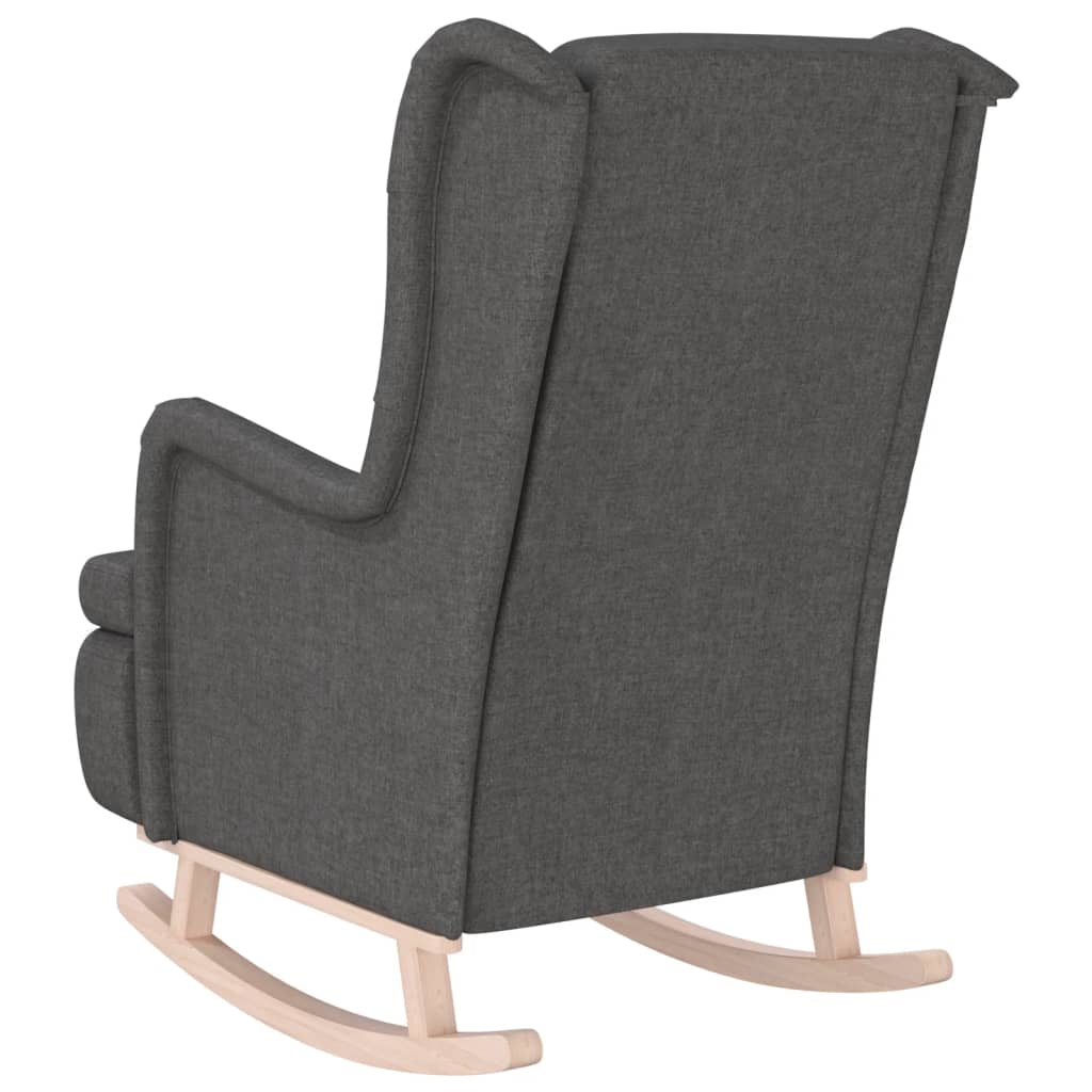 NNEVL Armchair with Solid Rubber Wood Rocking Legs Dark Grey Fabric-4