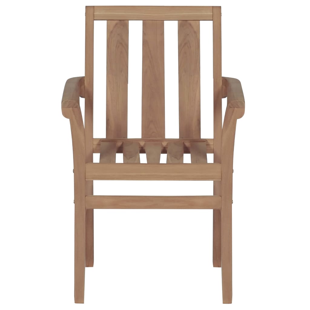 NNEVL Stackable Garden Chairs with Cushions 4 pcs Solid Teak Wood-4