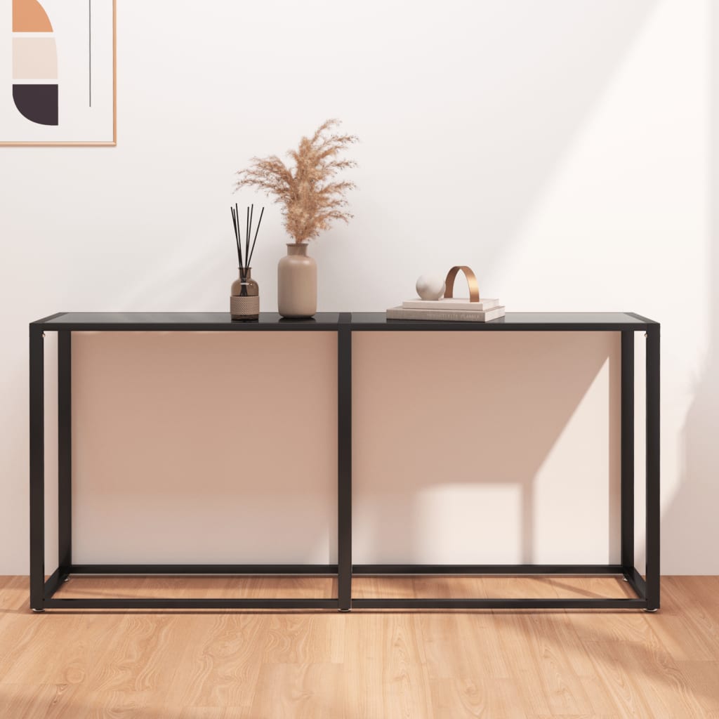 NNEVL Console Table Black 160x35x75.5cm Tempered Glass-0
