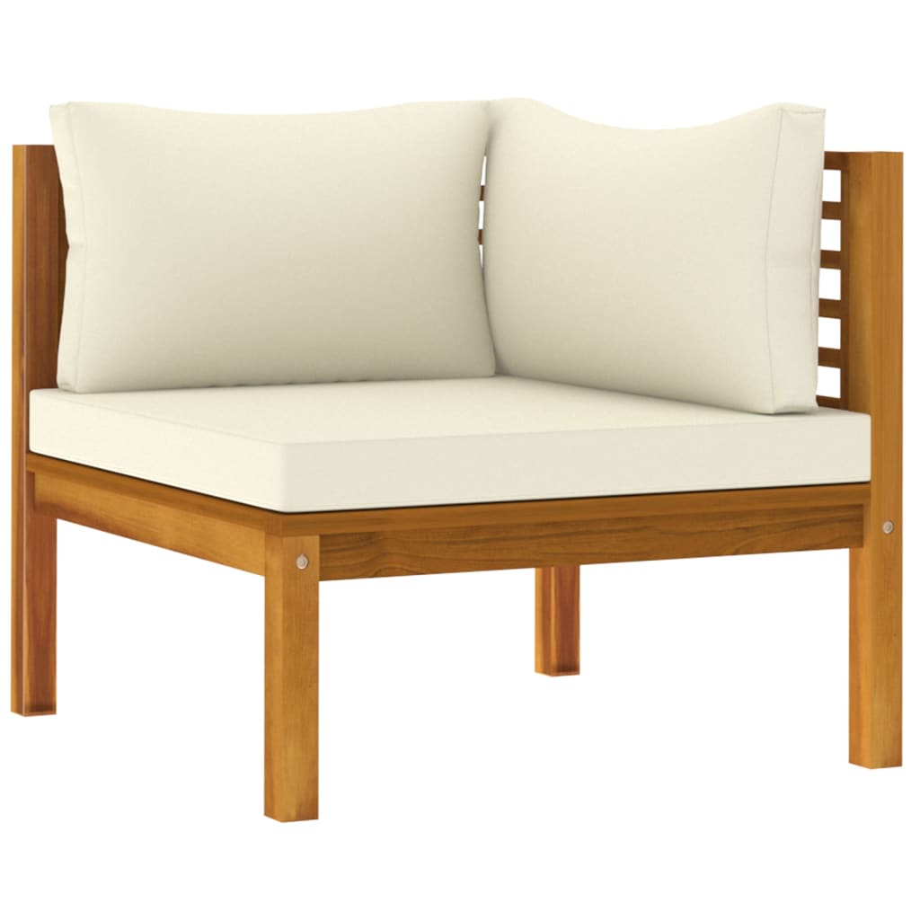 NNEVL 2 Piece Sofa Set with Cream White Cushions Solid Acacia Wood-2