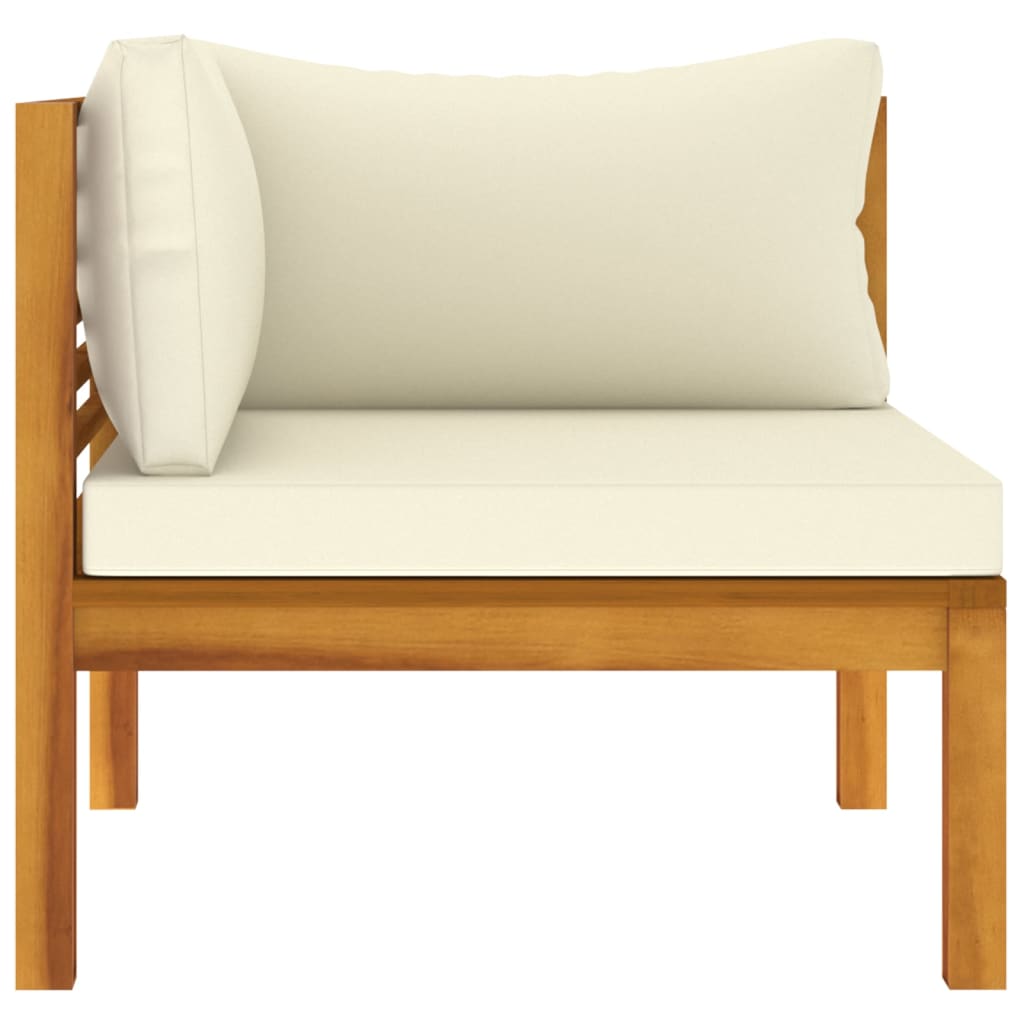 NNEVL 2 Piece Sofa Set with Cream White Cushions Solid Acacia Wood-4