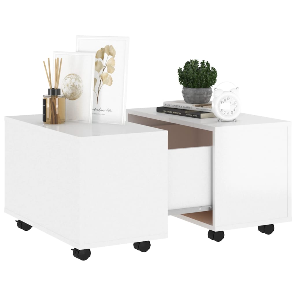NNEVL Coffee Table High Gloss White 60x60x38 cm Chipboard-2