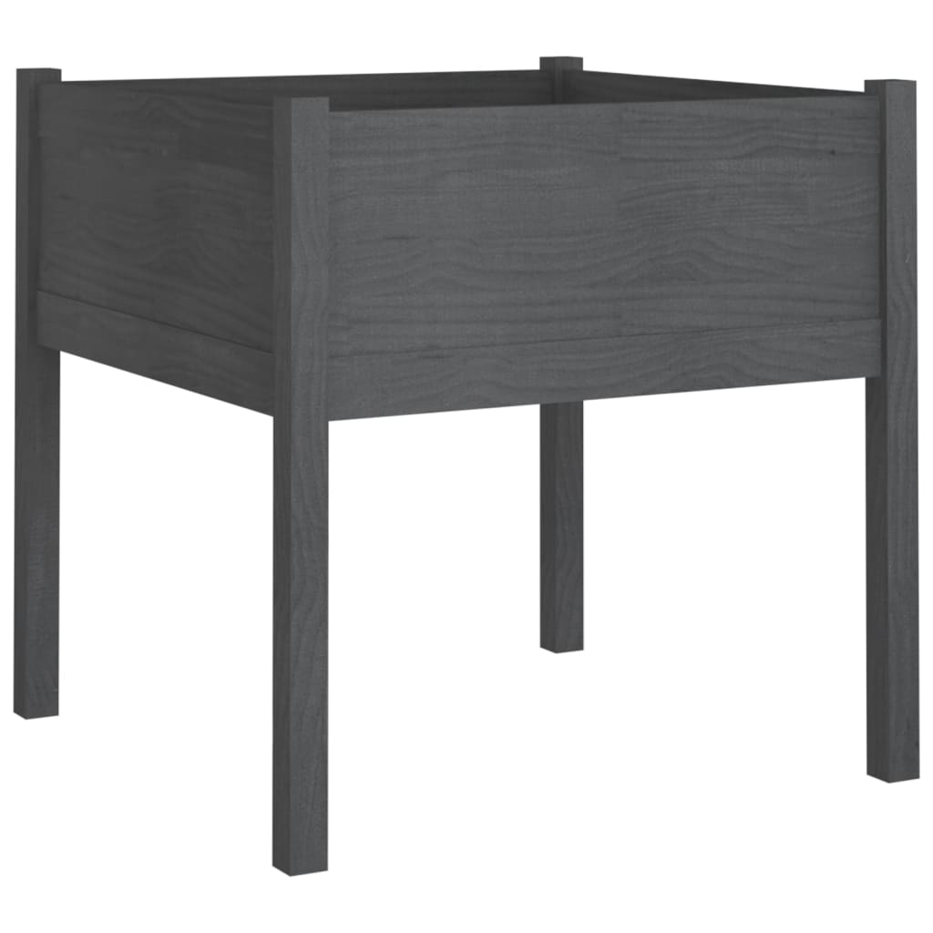NNEVL Garden Planters 2 pcs Grey 70x70x70 cm Solid Pinewood-3