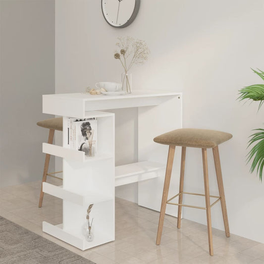 NNEVL Bar Table with Storage Rack White 100x50x101.5 cm Chipboard-0