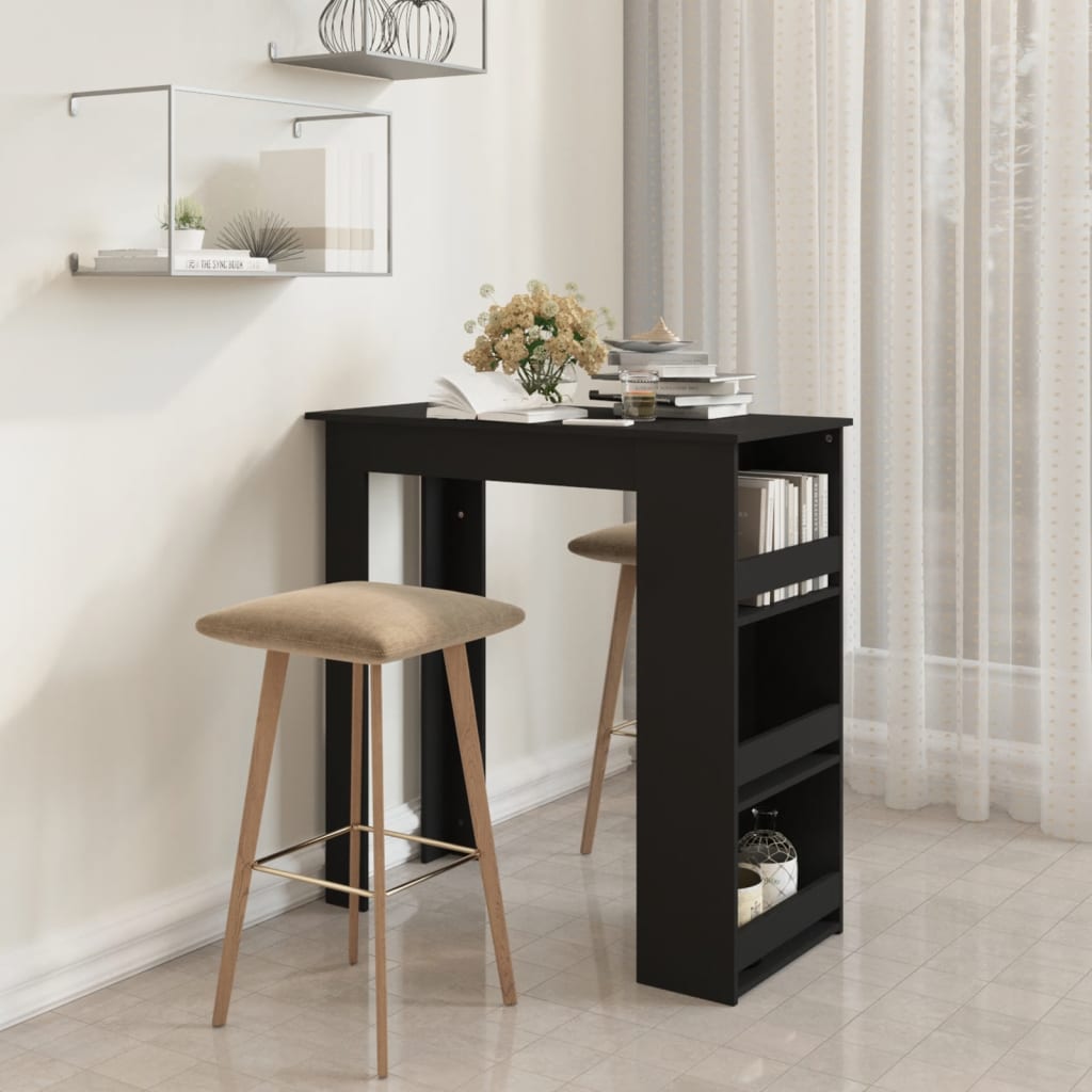 NNEVL Bar Table with Storage Rack Black 102x50x103.5 cm Chipboard-0