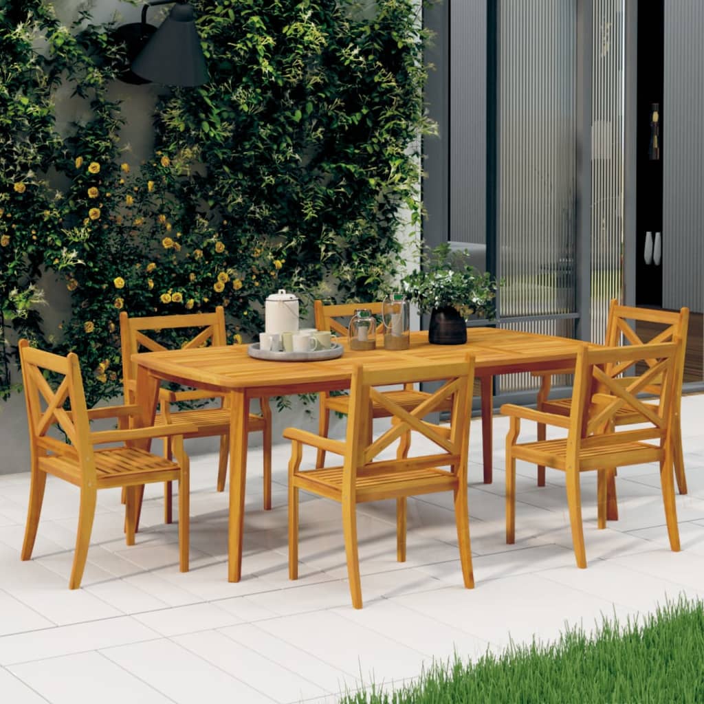 NNEVL Outdoor Dining Chairs 6 pcs Solid Wood Acacia-0