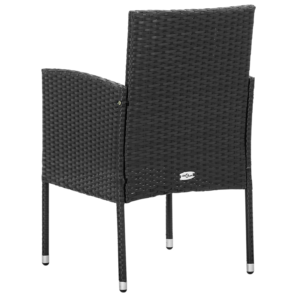 NNEVL Garden Chairs with Black Cushions 4 pcs Black Poly Rattan-4