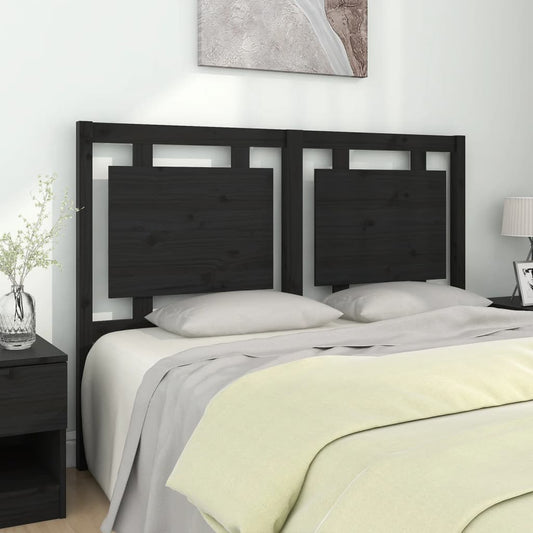 NNEVL Bed Headboard Black 140.5x4x100 cm Solid Wood Pine-0