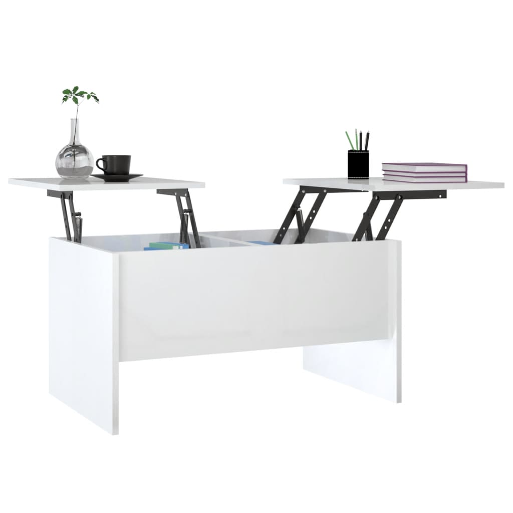 NNEVL Coffee Table High Gloss White 80x50x42.5 cm Engineered Wood-3