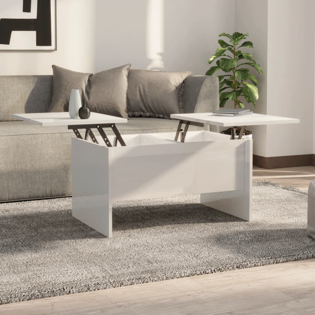NNEVL Coffee Table High Gloss White 80x50x42.5 cm Engineered Wood-0