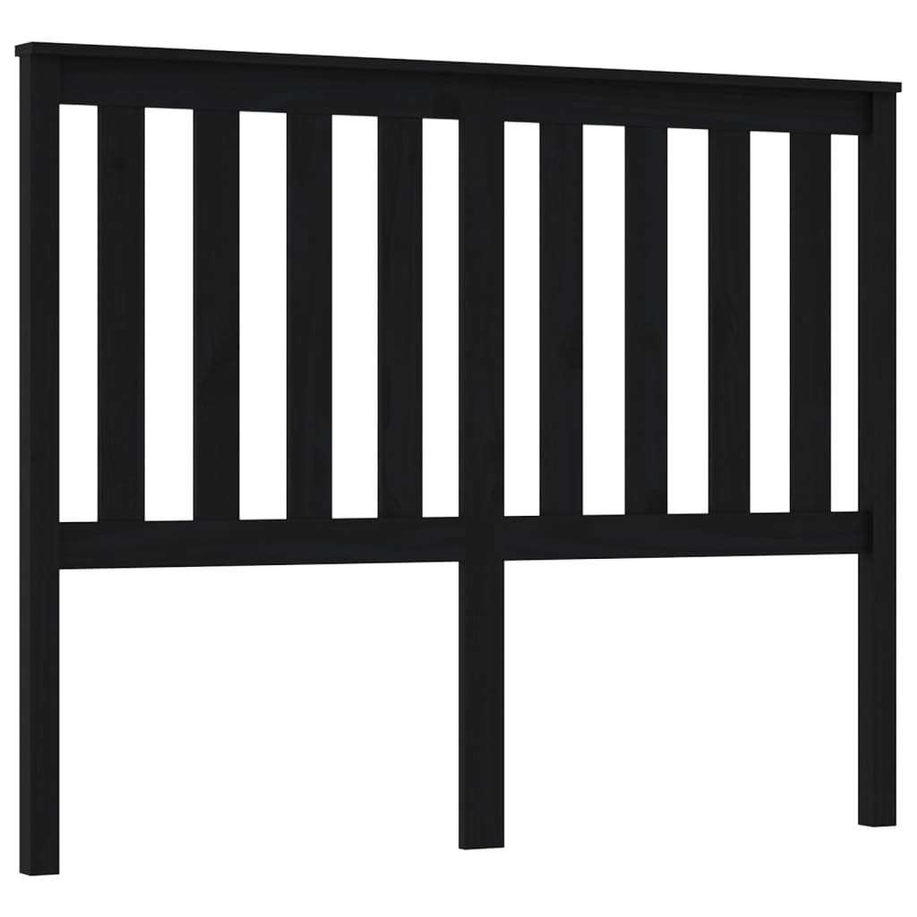 NNEVL Bed Headboard Black 141x6x101 cm Solid Wood Pine-1