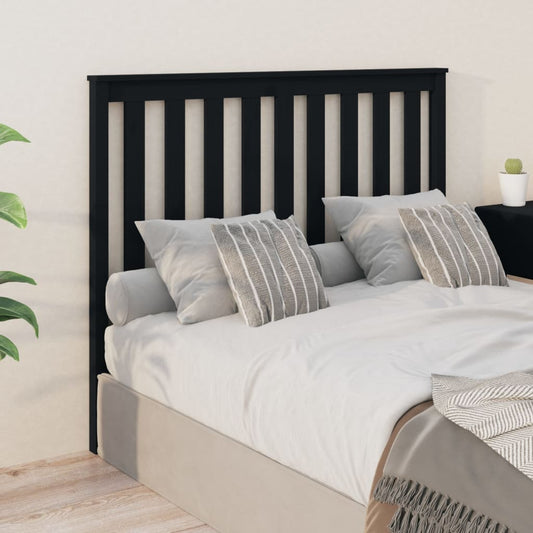 NNEVL Bed Headboard Black 141x6x101 cm Solid Wood Pine-0