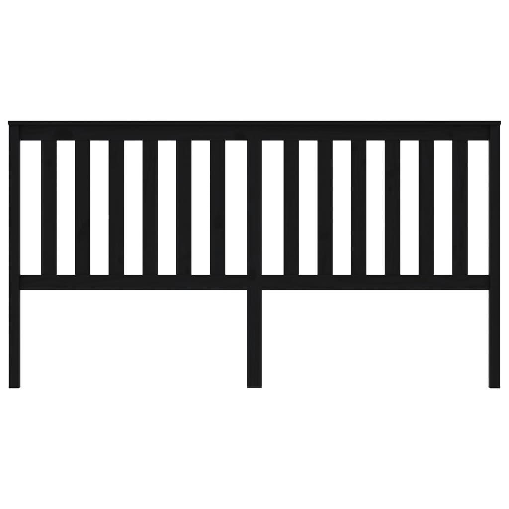 NNEVL Bed Headboard Black 186x6x101 cm Solid Wood Pine-2