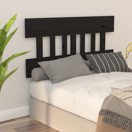NNEVL Bed Headboard Black 138.5x3x81 cm Solid Wood Pine-0