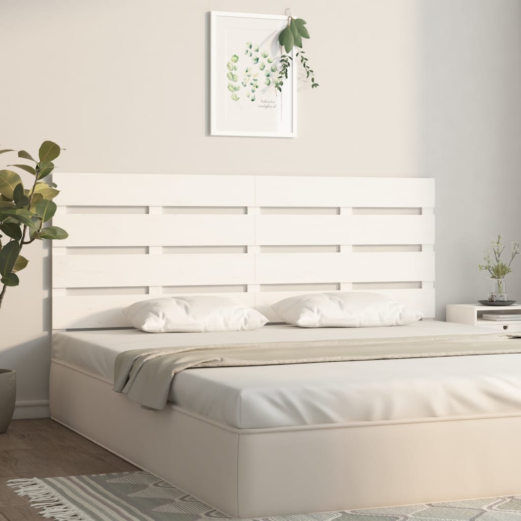 NNEVL Headboard White 150x3x80 cm Solid Wood Pine-3