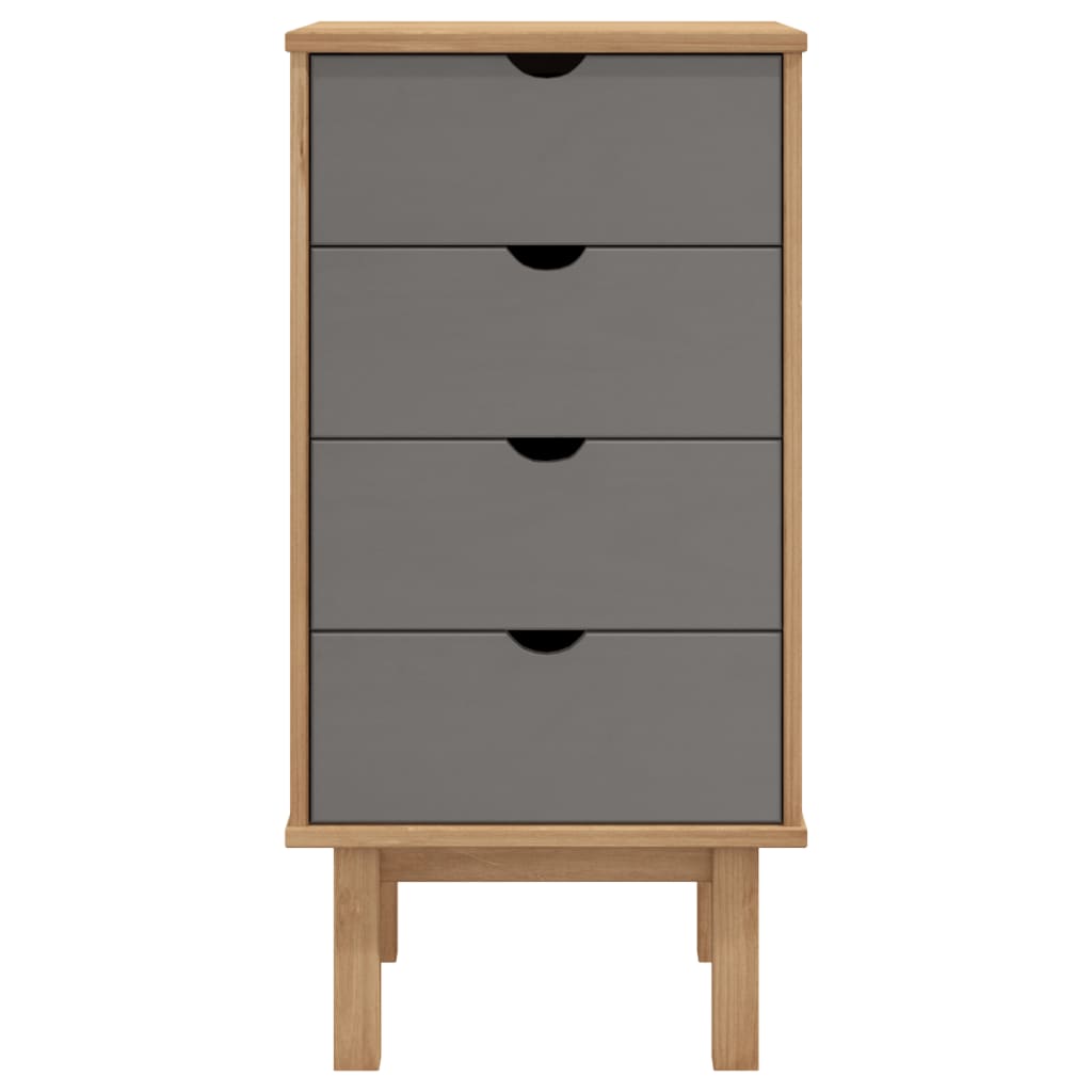 NNEVL Drawer Cabinet OTTA Brown&Grey 45x39x90cm Solid Wood Pine-2