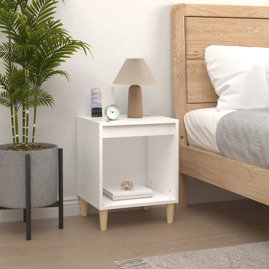 NNEVL Bedside Cabinet White 40x35x50 cm Engineered Wood-0