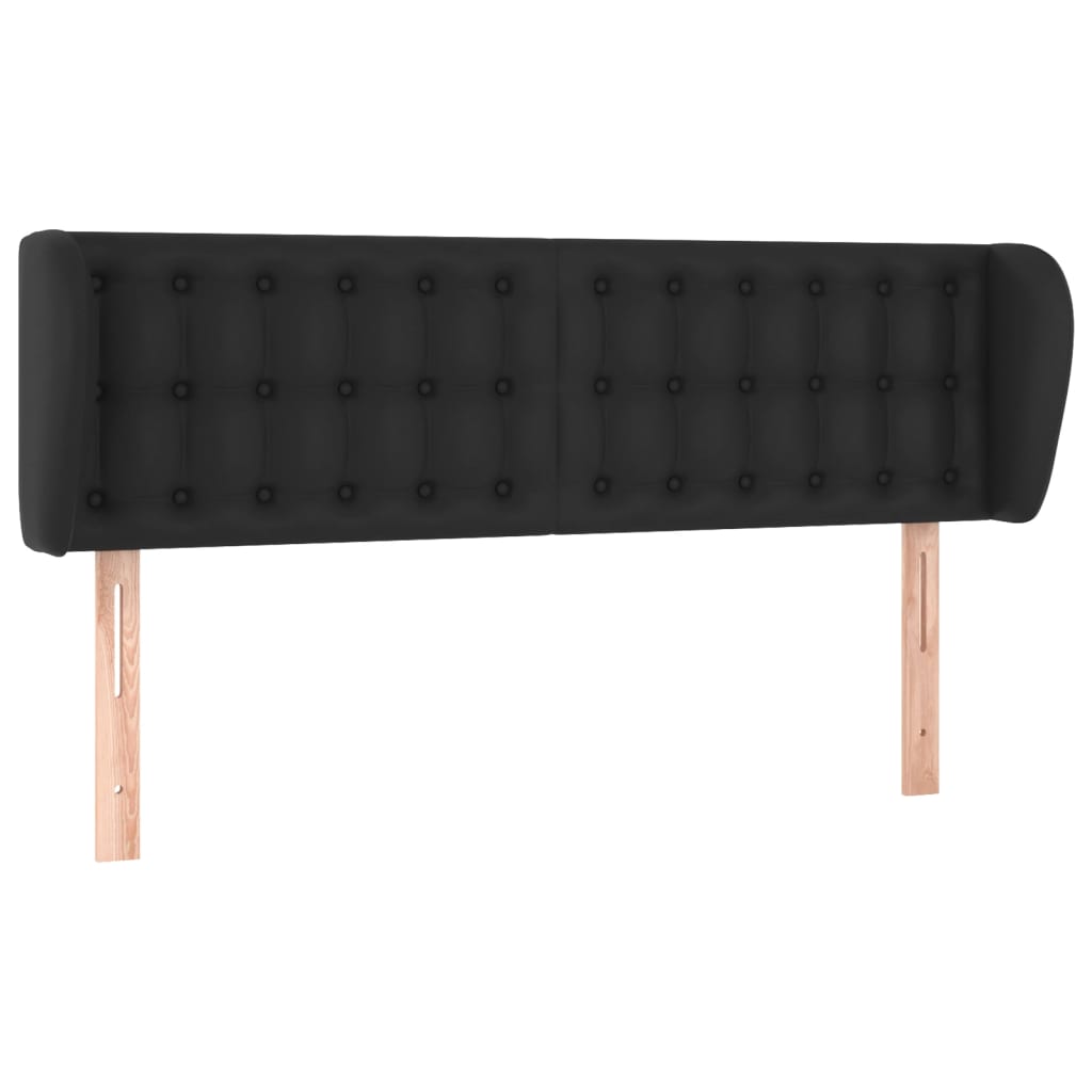 NNEVL Headboard with Ears Black 147x23x78/88 cm Faux Leather-1