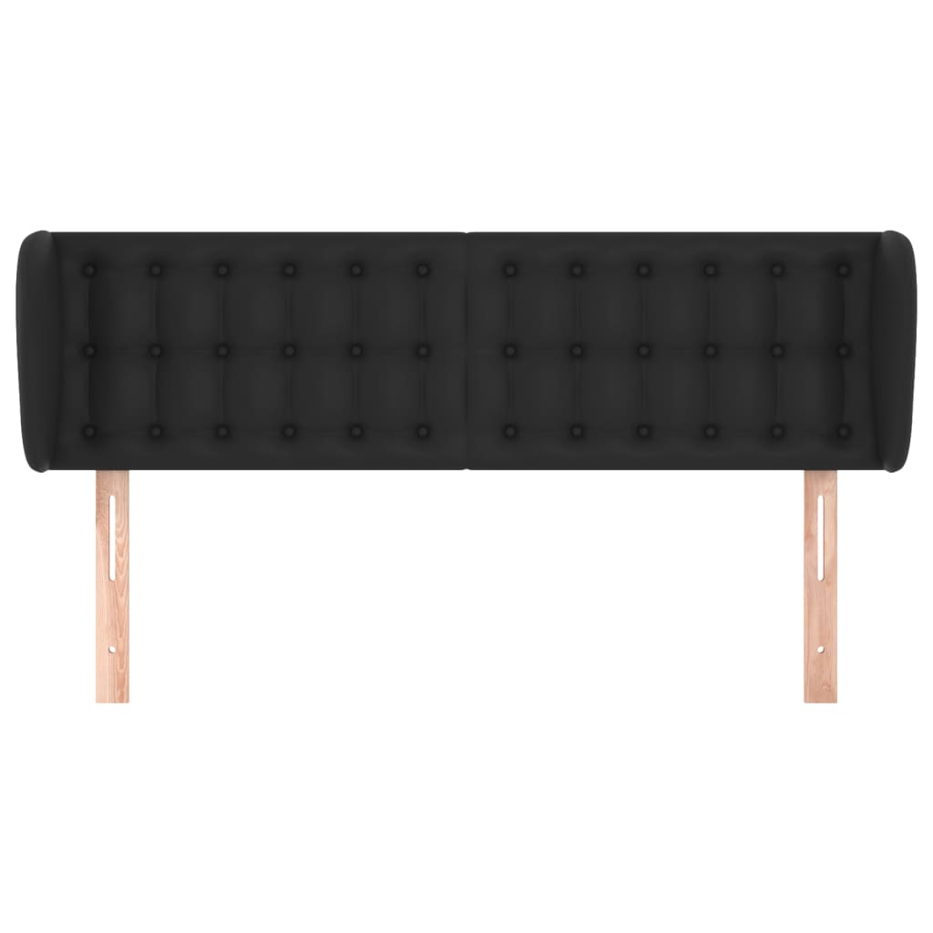 NNEVL Headboard with Ears Black 147x23x78/88 cm Faux Leather-2