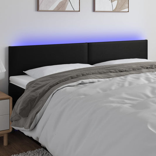 NNEVL LED Headboard Black 160x5x78/88 cm Faux Leather-0