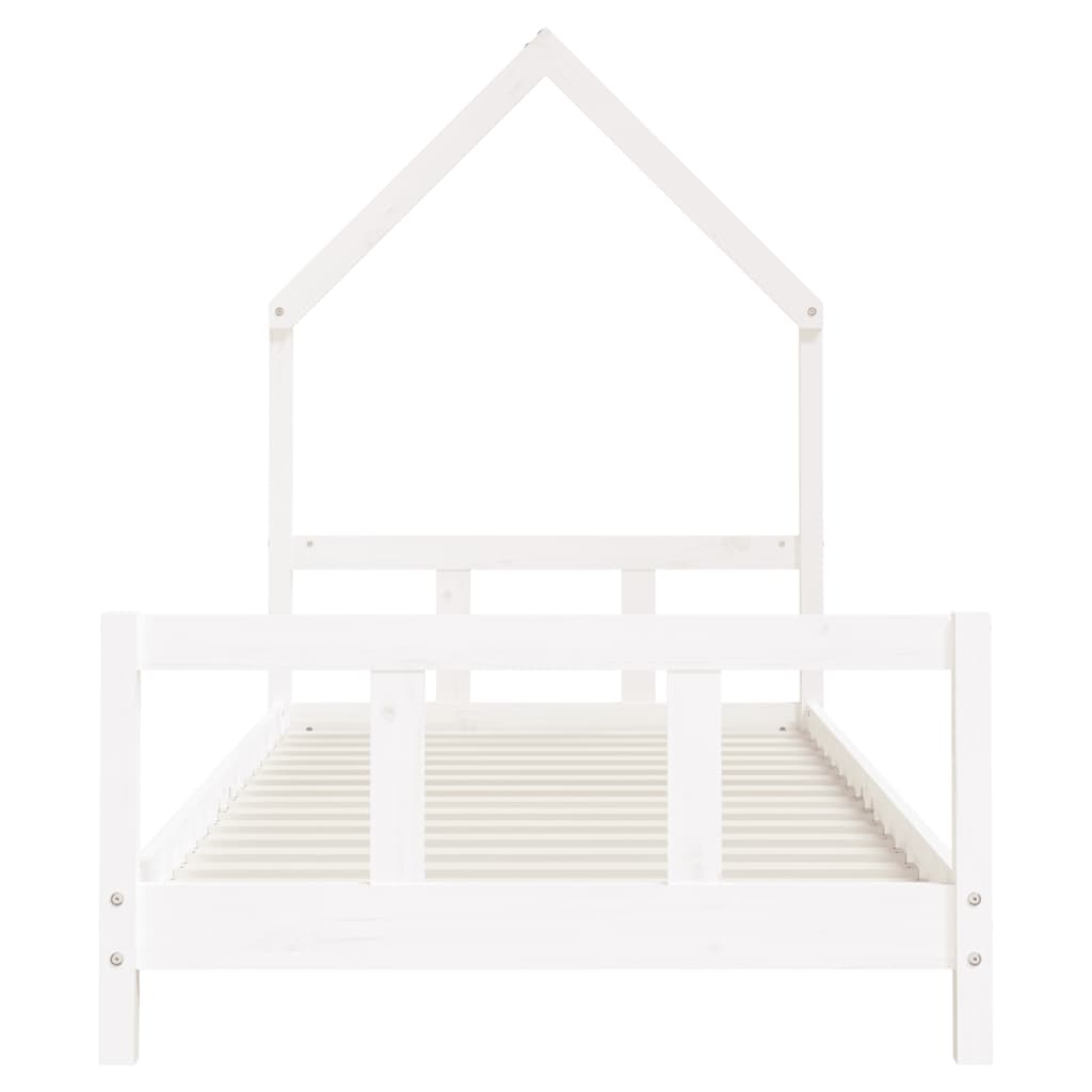 NNEVL Kids Bed Frame White 92x187 cm Single Solid Wood Pine-3