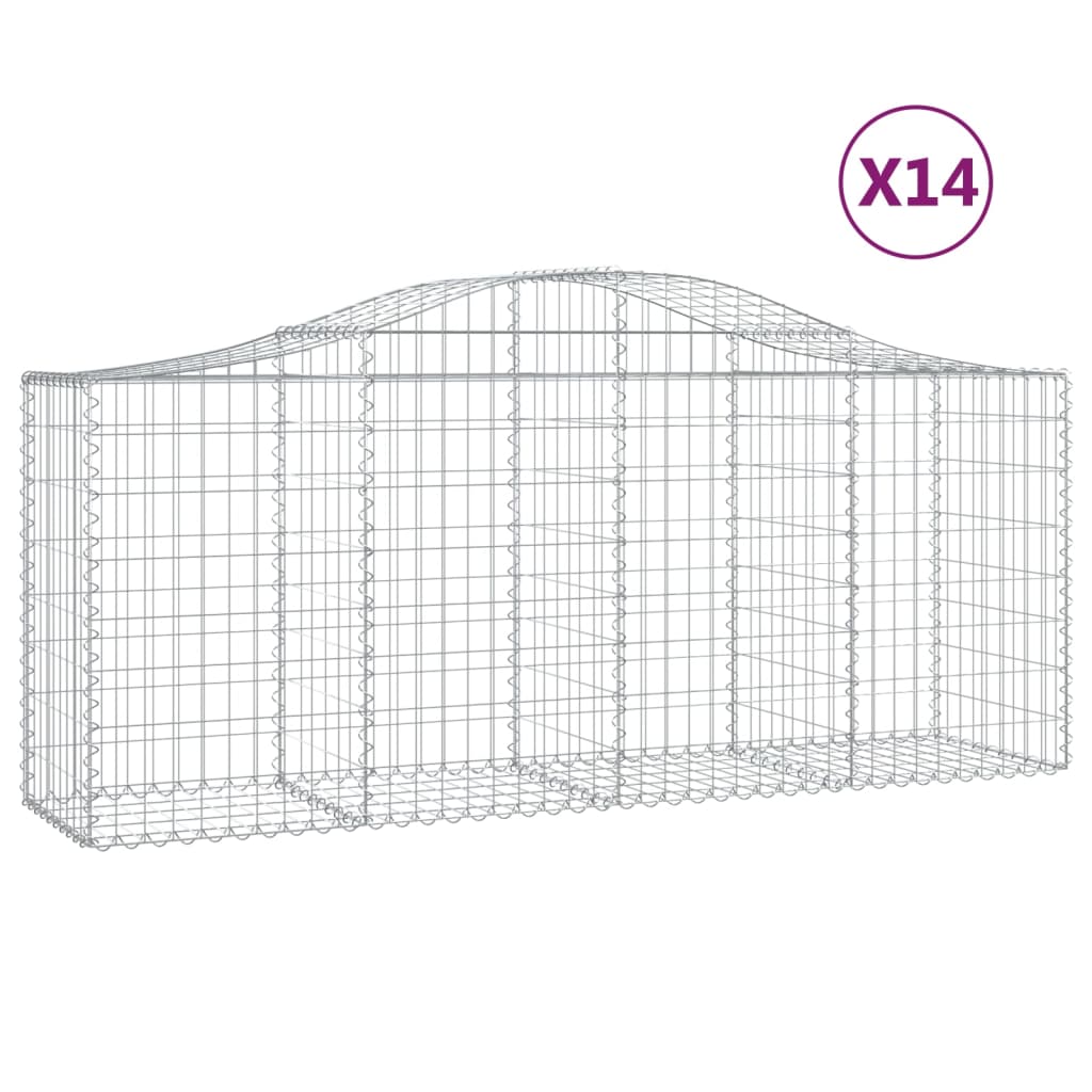 NNEVL Arched Gabion Baskets 14 pcs 200x50x80/100 cm Galvanised Iron-1