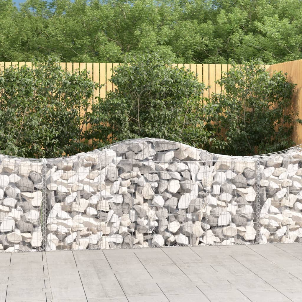 NNEVL Arched Gabion Baskets 14 pcs 200x50x80/100 cm Galvanised Iron-0