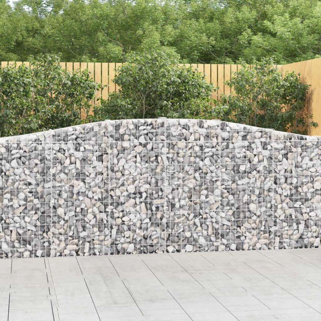NNEVL Arched Gabion Baskets 3 pcs 400x30x100/120 cm Galvanised Iron-0