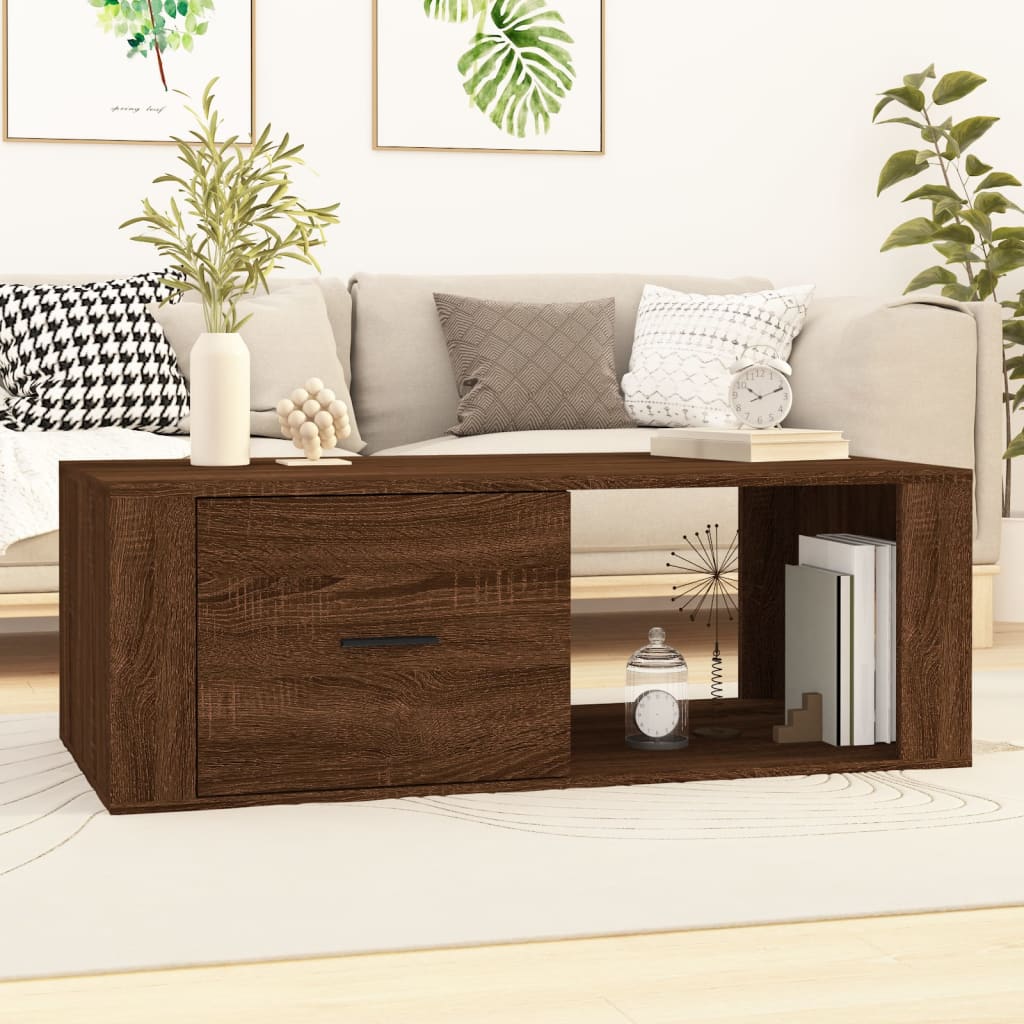 NNEVL Coffee Table Brown Oak 100x50.5x35 cm Engineered Wood-0