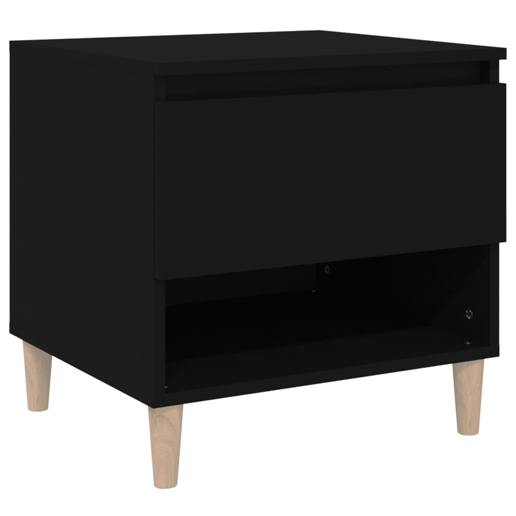 NNEVL Bedside Table Black 50x46x50 cm Engineered Wood-1
