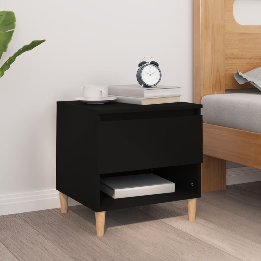 NNEVL Bedside Table Black 50x46x50 cm Engineered Wood-0