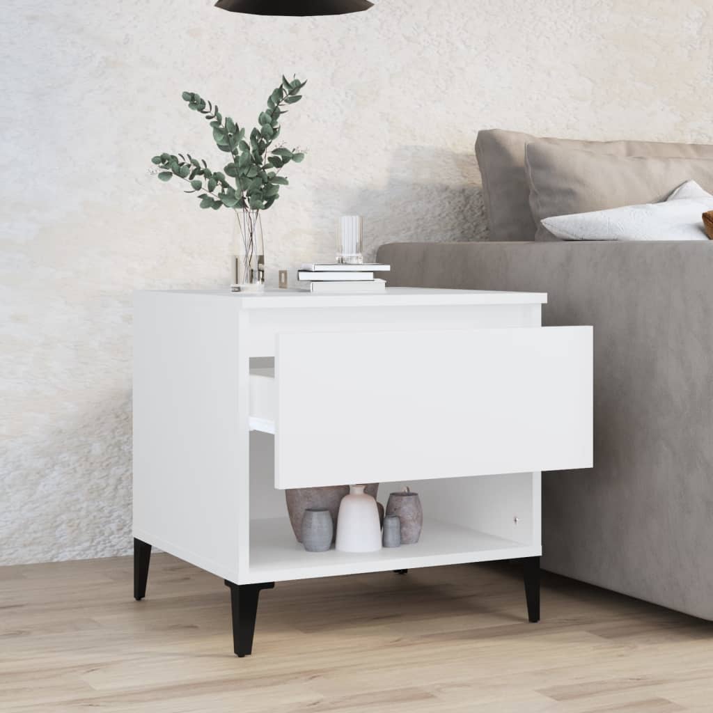 NNEVL Side Table White 50x46x50 cm Engineered Wood-2